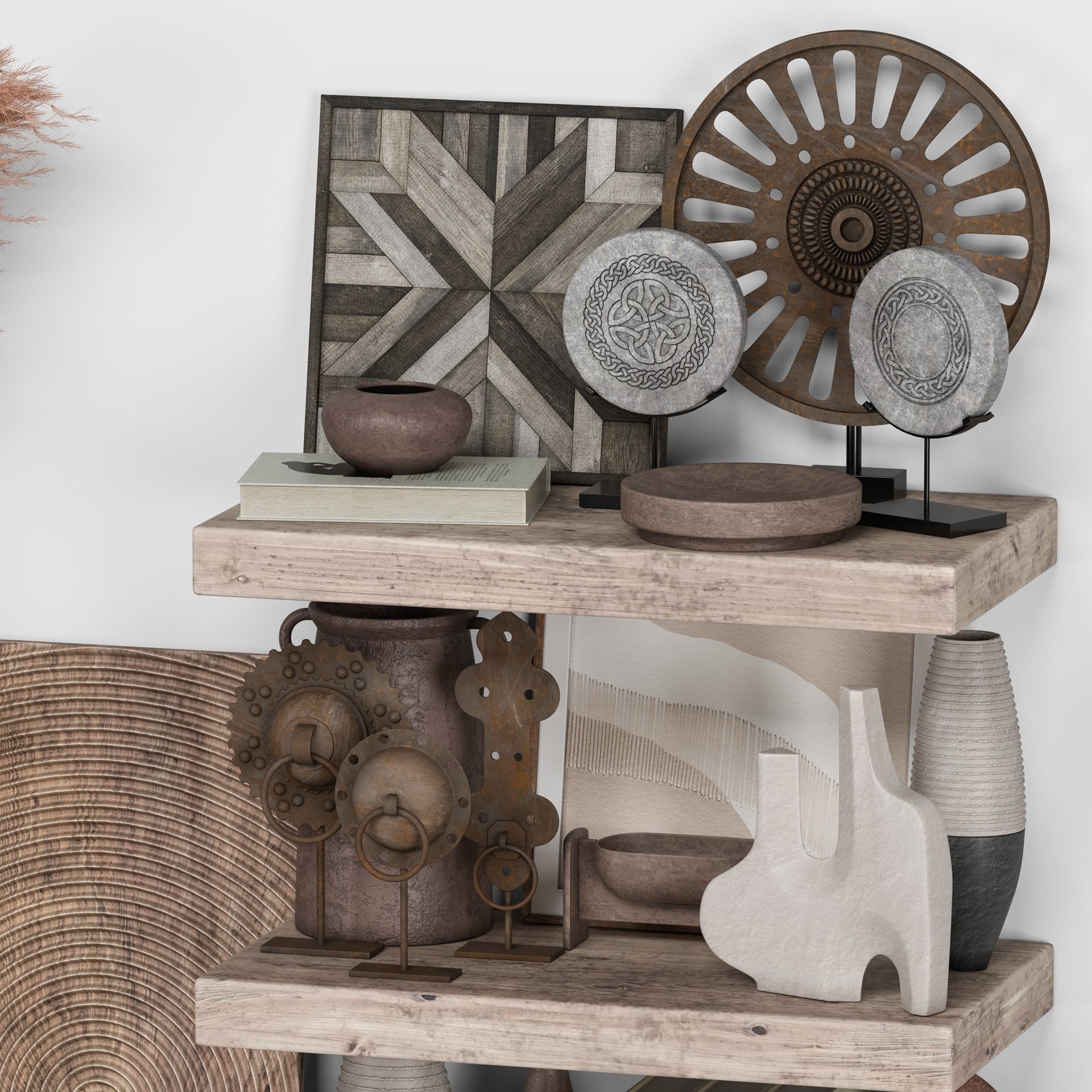 Decorative Set Rustic style 03 3D model_1