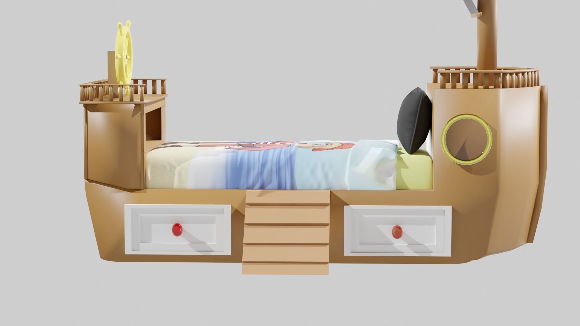 Pirate ship bed 3D model_7