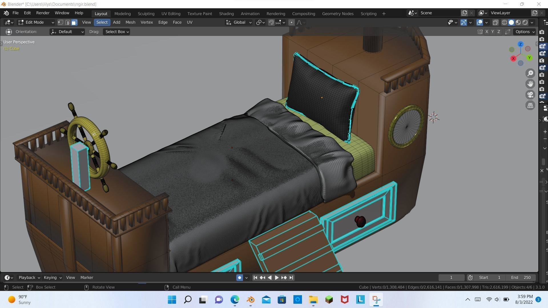 Pirate ship bed 3D model_14
