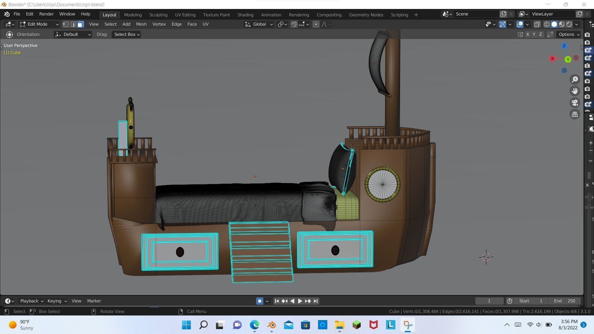 Pirate ship bed 3D model_10