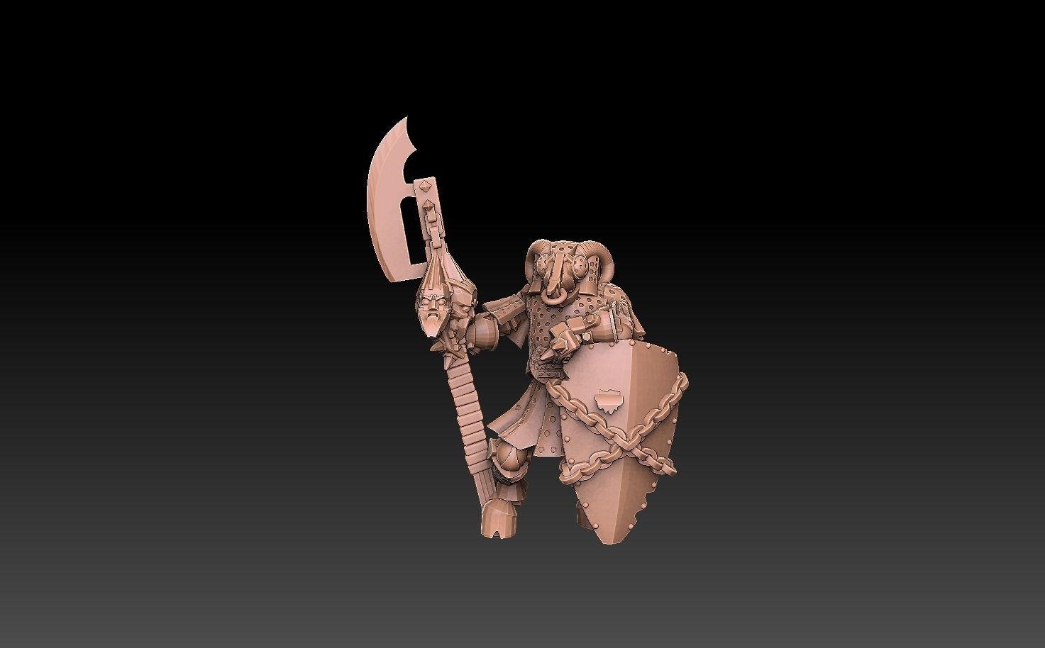 Undead Beastmen Chain Mail Bardiche Men 3D print model_8