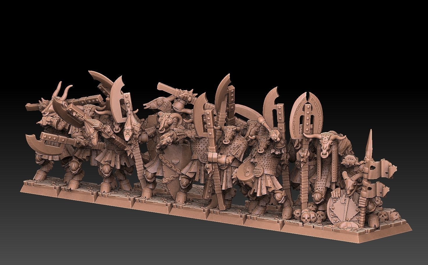 Undead Beastmen Chain Mail Bardiche Men 3D print model_13