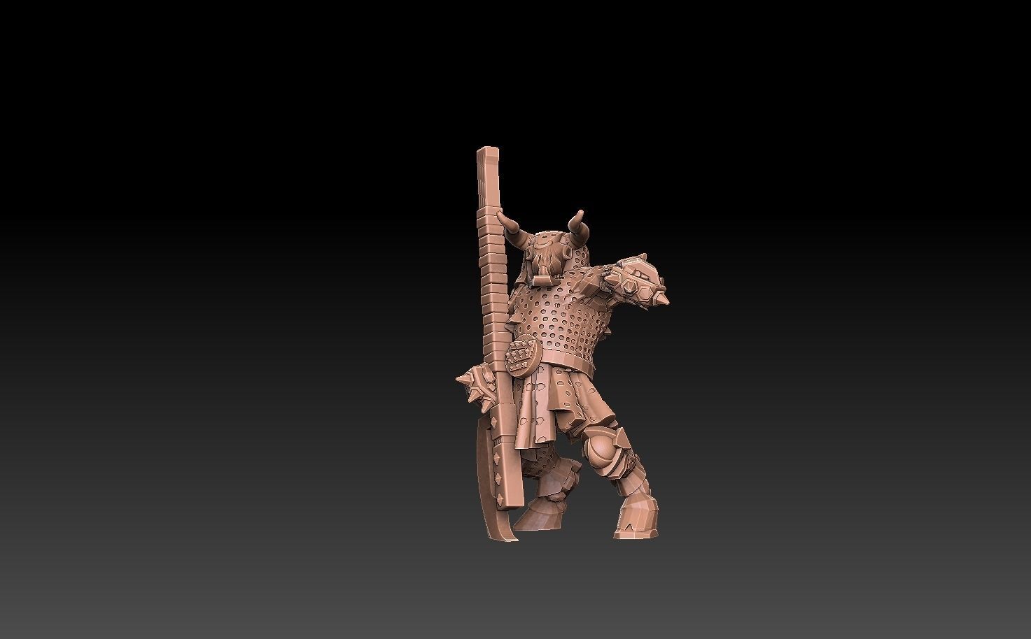 Undead Beastmen Chain Mail Bardiche Men 3D print model_11