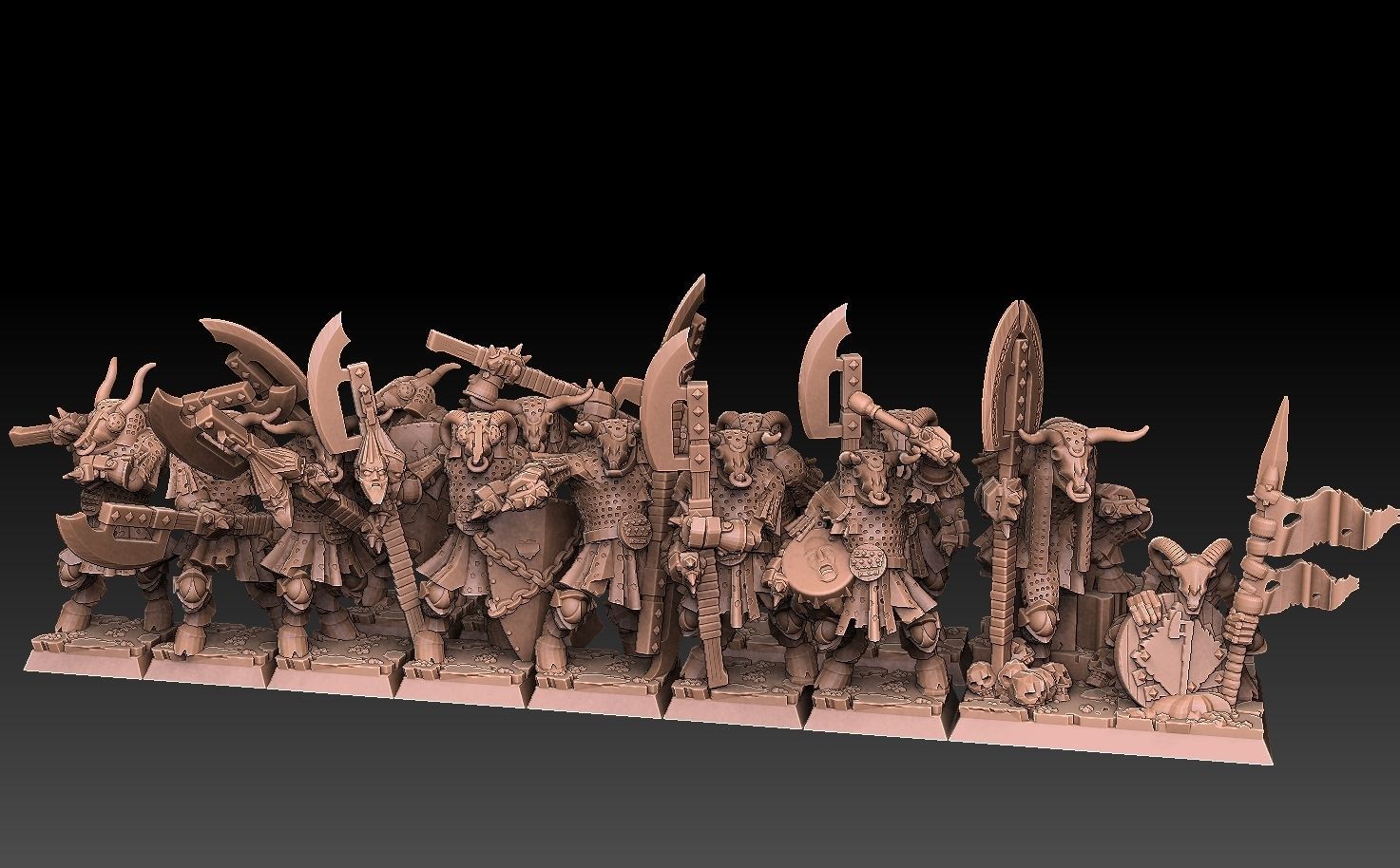 Undead Beastmen Chain Mail Bardiche Men 3D print model_12