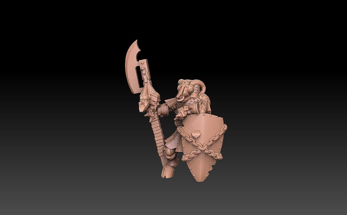 Undead Beastmen Chain Mail Bardiche Men 3D print model_9