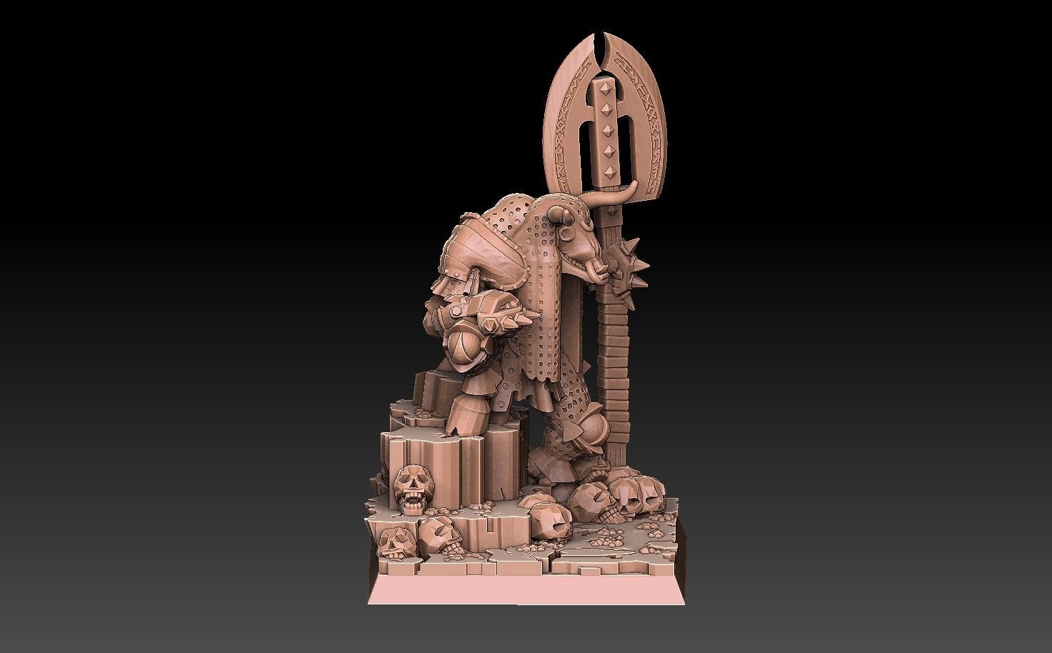 Undead Beastmen Chain Mail Bardiche Men 3D print model_5