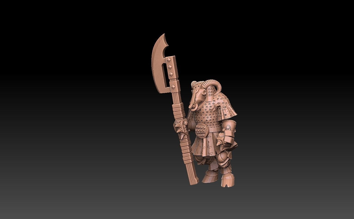 Undead Beastmen Chain Mail Bardiche Men 3D print model_10
