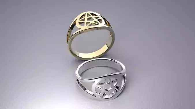 STAR ring for men 3D print model