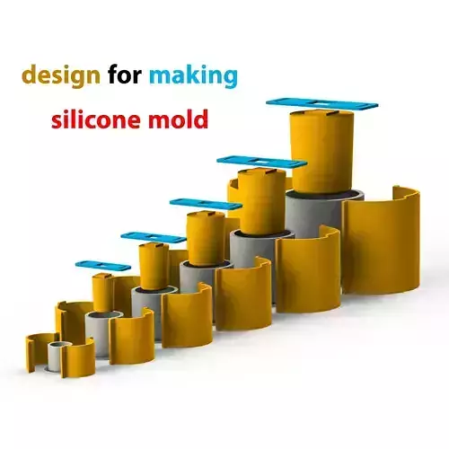 6 size of vase with outer supports for making silicone mold 3D print model