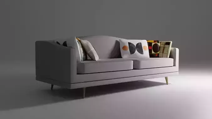 1950s style sofa with 6 pillows