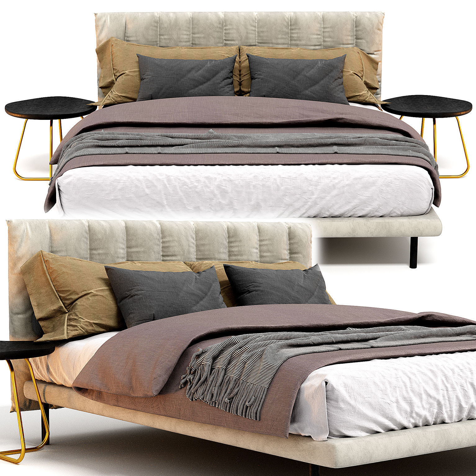 Headboard Cameo Maison Fabric Bed 3D model_2