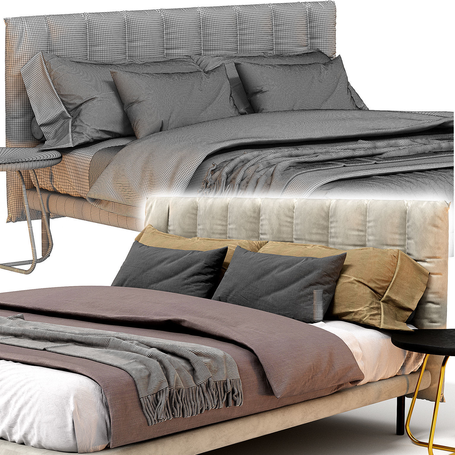 Headboard Cameo Maison Fabric Bed 3D model_3