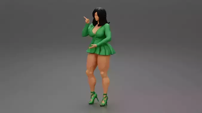 Fashion beauty sexy woman in stylish mini dress 3D print model