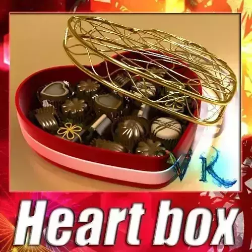 Chocolate Candy Pieces in Heart Box