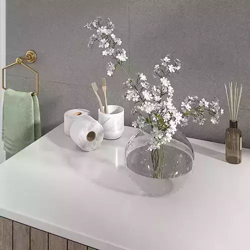 flower bathroom with counter top and flowers