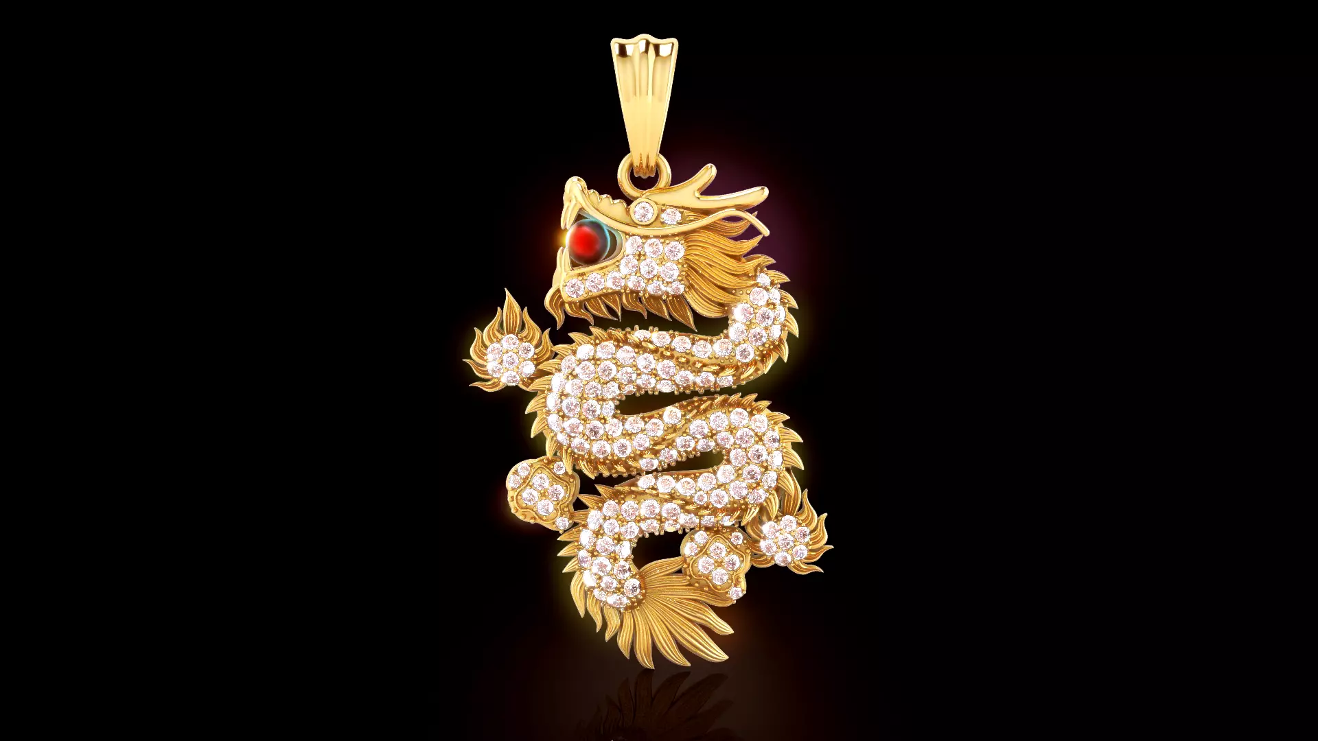 Luxury Diamond Dragon Pendant 3D print model