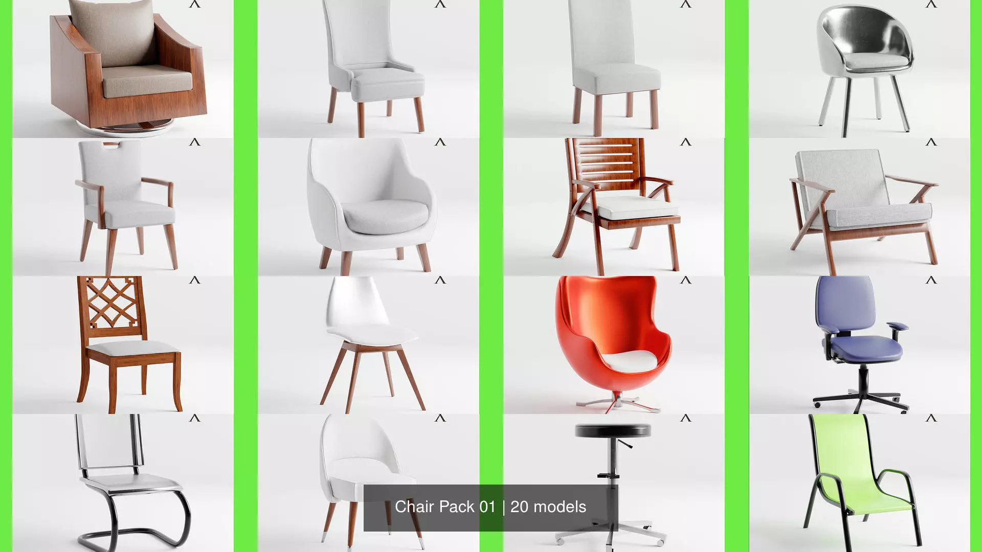 Chair Pack 01 3D Model Collection_0