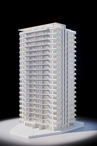 Apartments Building 3D model 7