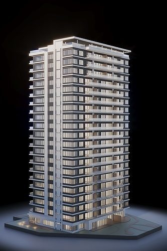 Apartments Building 3D model 6