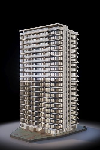Apartments Building 3D model 5