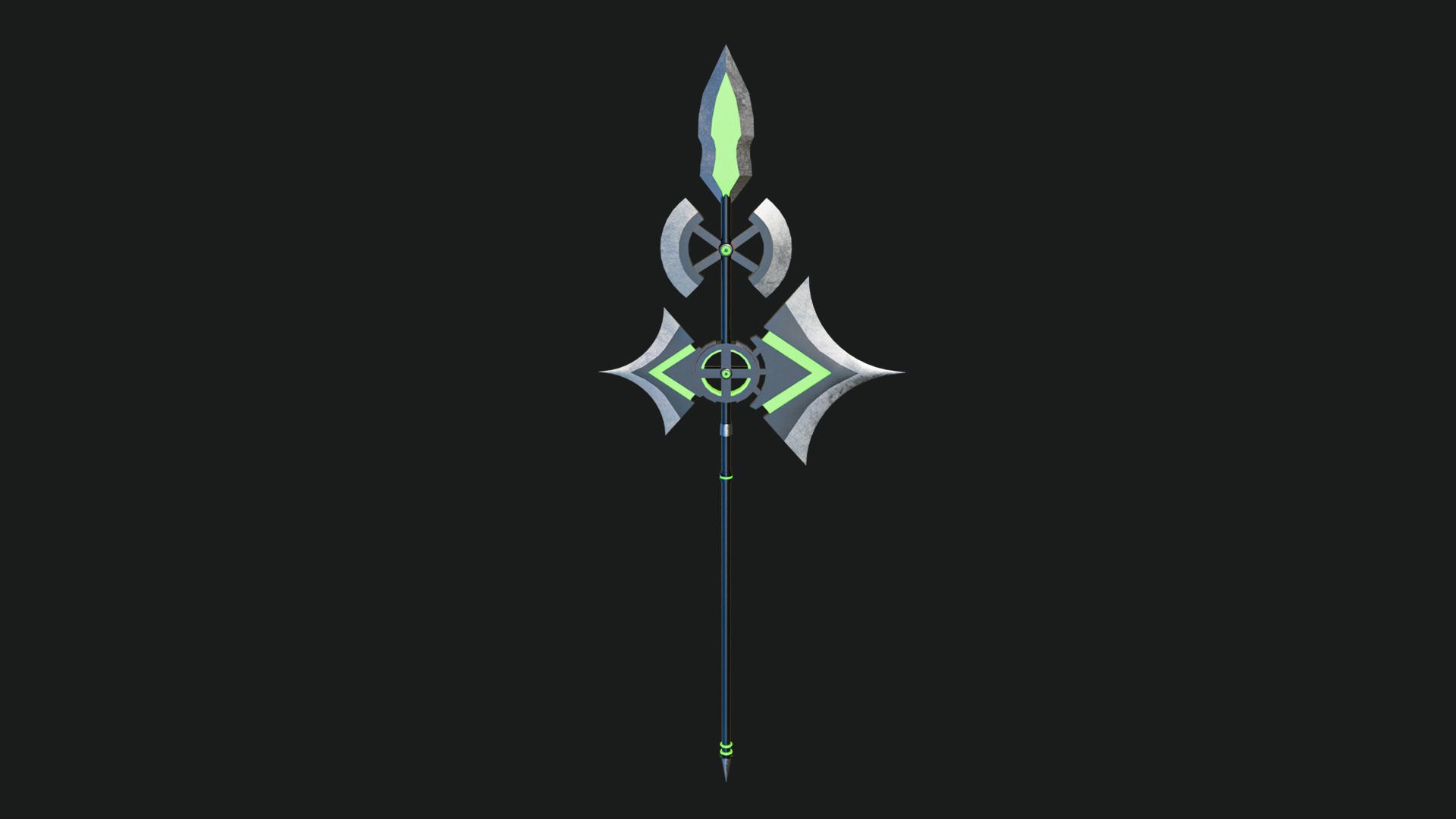 Fantasy Spear 01 Glow Weapon with PBR Unity UE Textures Low-poly 3D model_1