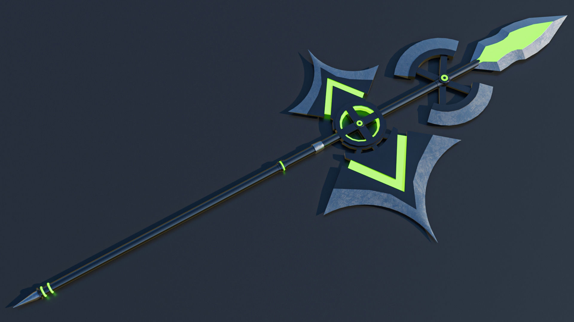 Fantasy Spear 01 Glow Weapon with PBR Unity UE Textures Low-poly 3D model_2