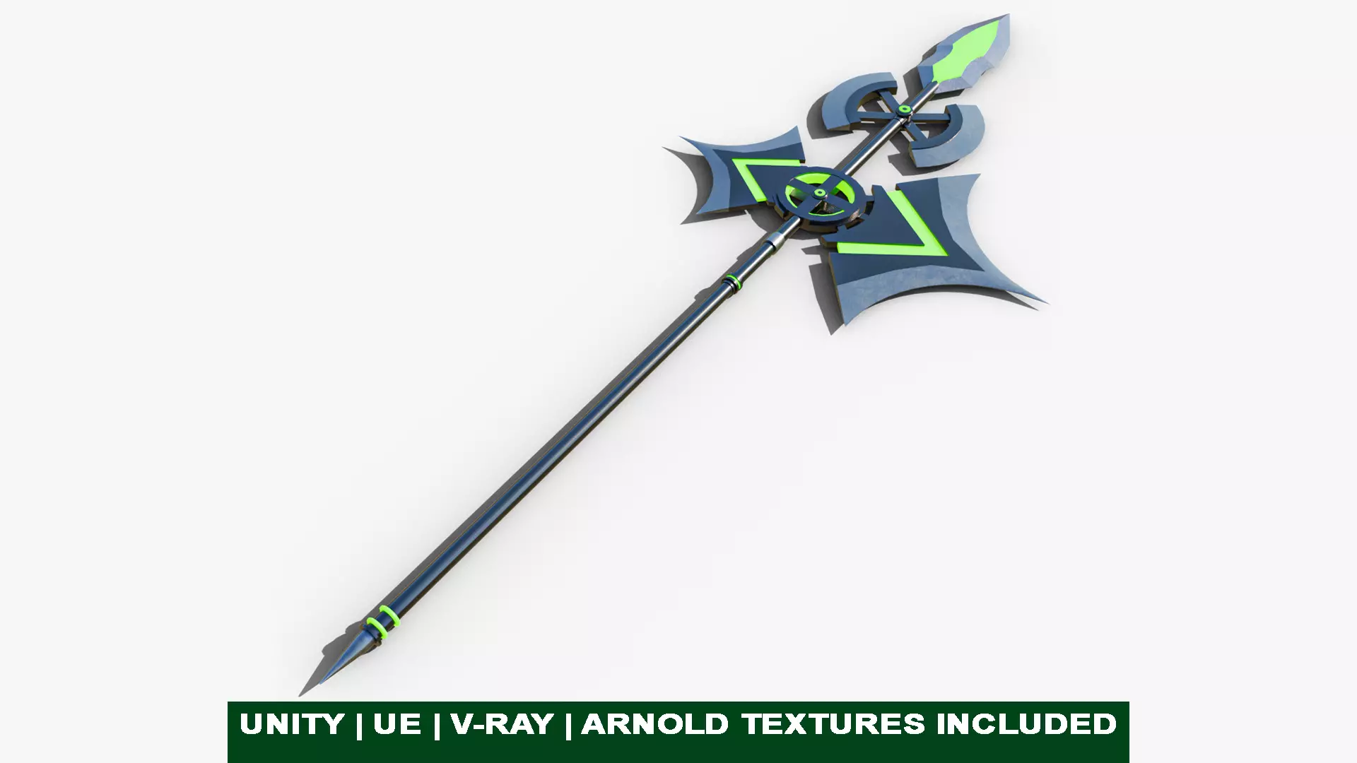 Fantasy Spear 01 Glow Weapon with PBR Unity UE Textures Low-poly 3D model_0