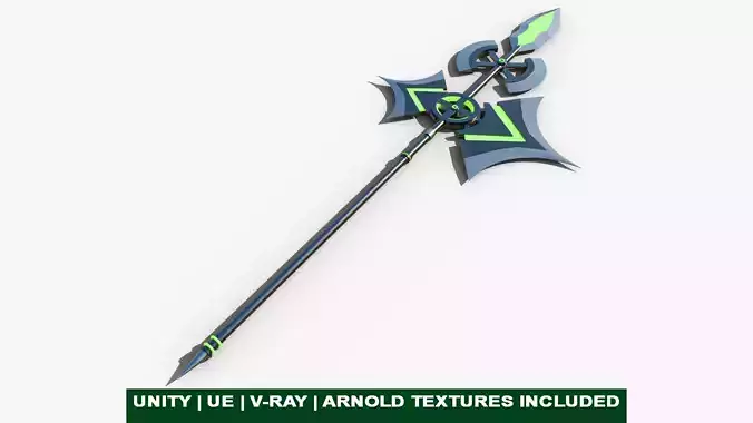 Fantasy Spear 01 Glow Weapon with PBR Unity UE Textures Low-poly 3D model