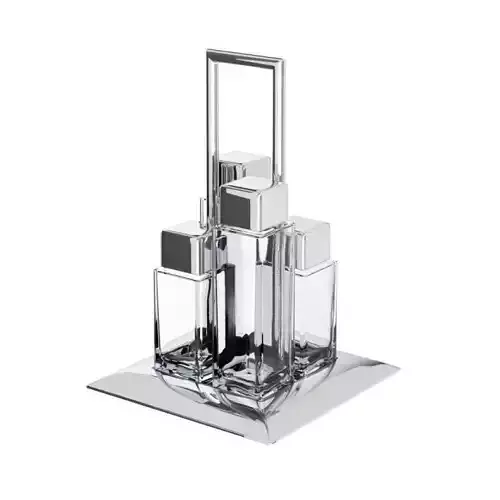Cologne set of three glass containers on silver tray 3D model