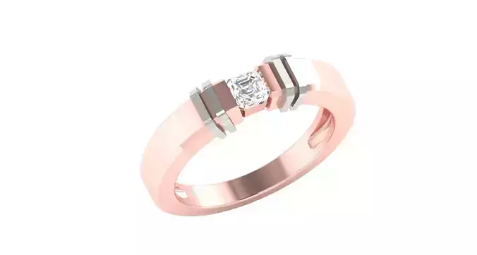 Solitaire Engagement Wedding Asscher Ring 3D print model