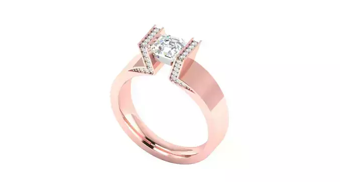 Solitaire Engagement Wedding Asscher Ring 3D print model