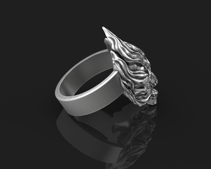 Ring Skull on fire 3d model for 3d printing 3D print model 3D print model_7