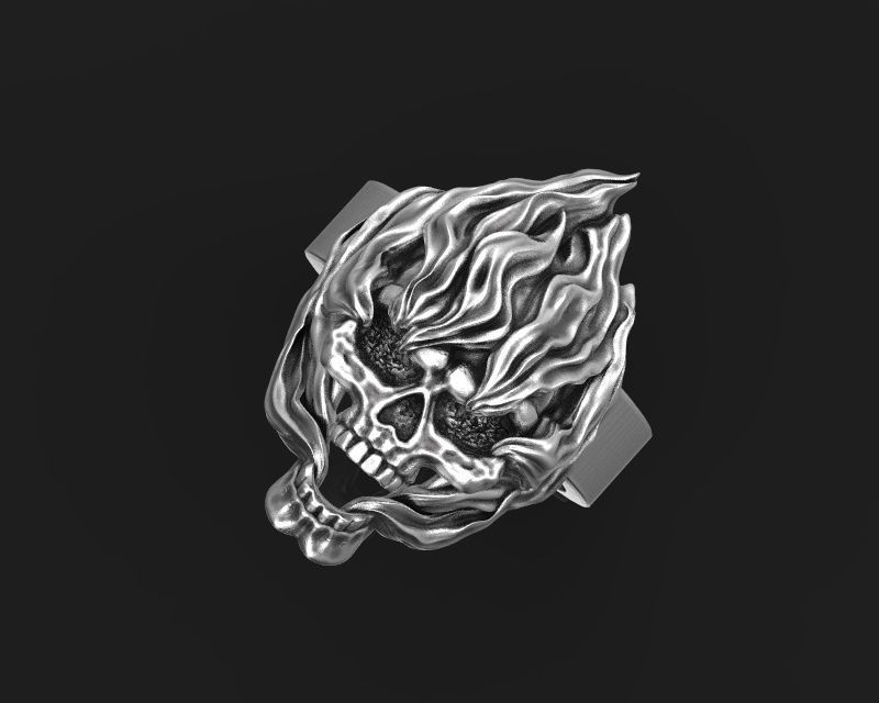 Ring Skull on fire 3d model for 3d printing 3D print model 3D print model_10