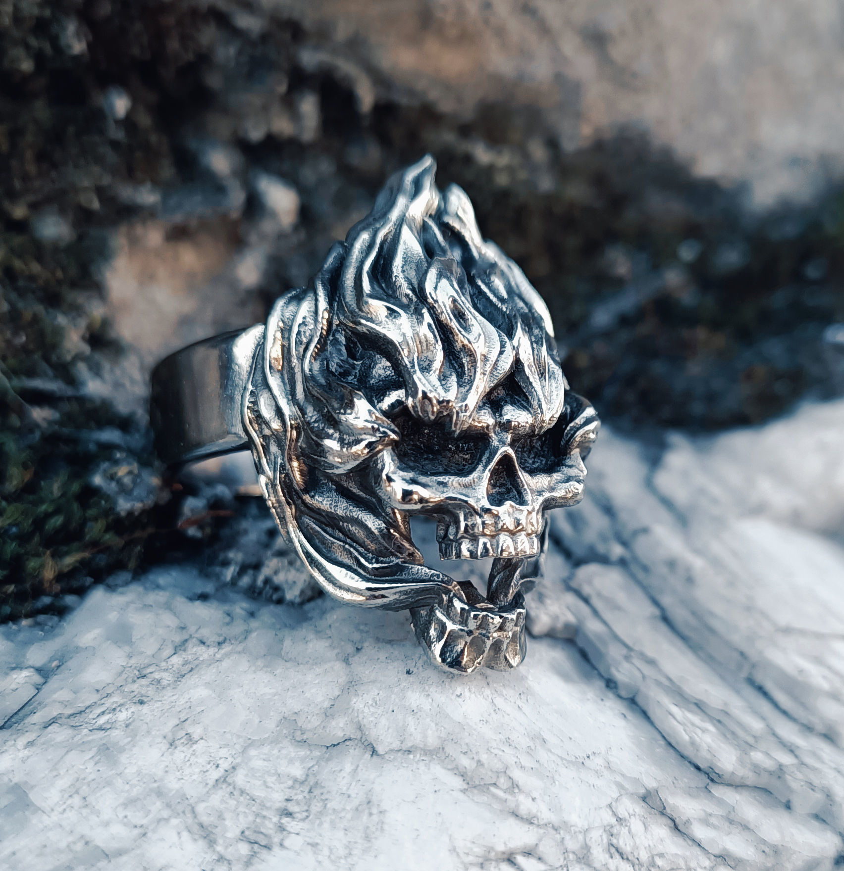 Ring Skull on fire 3d model for 3d printing 3D print model 3D print model_2