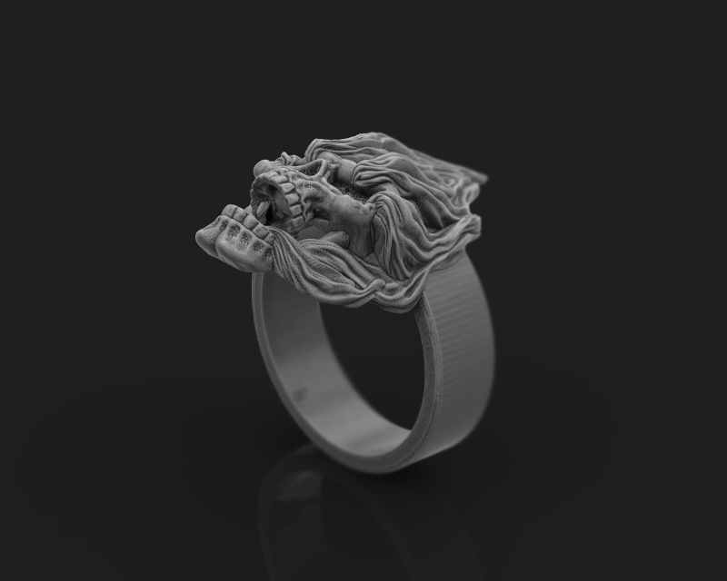 Ring Skull on fire 3d model for 3d printing 3D print model 3D print model_11