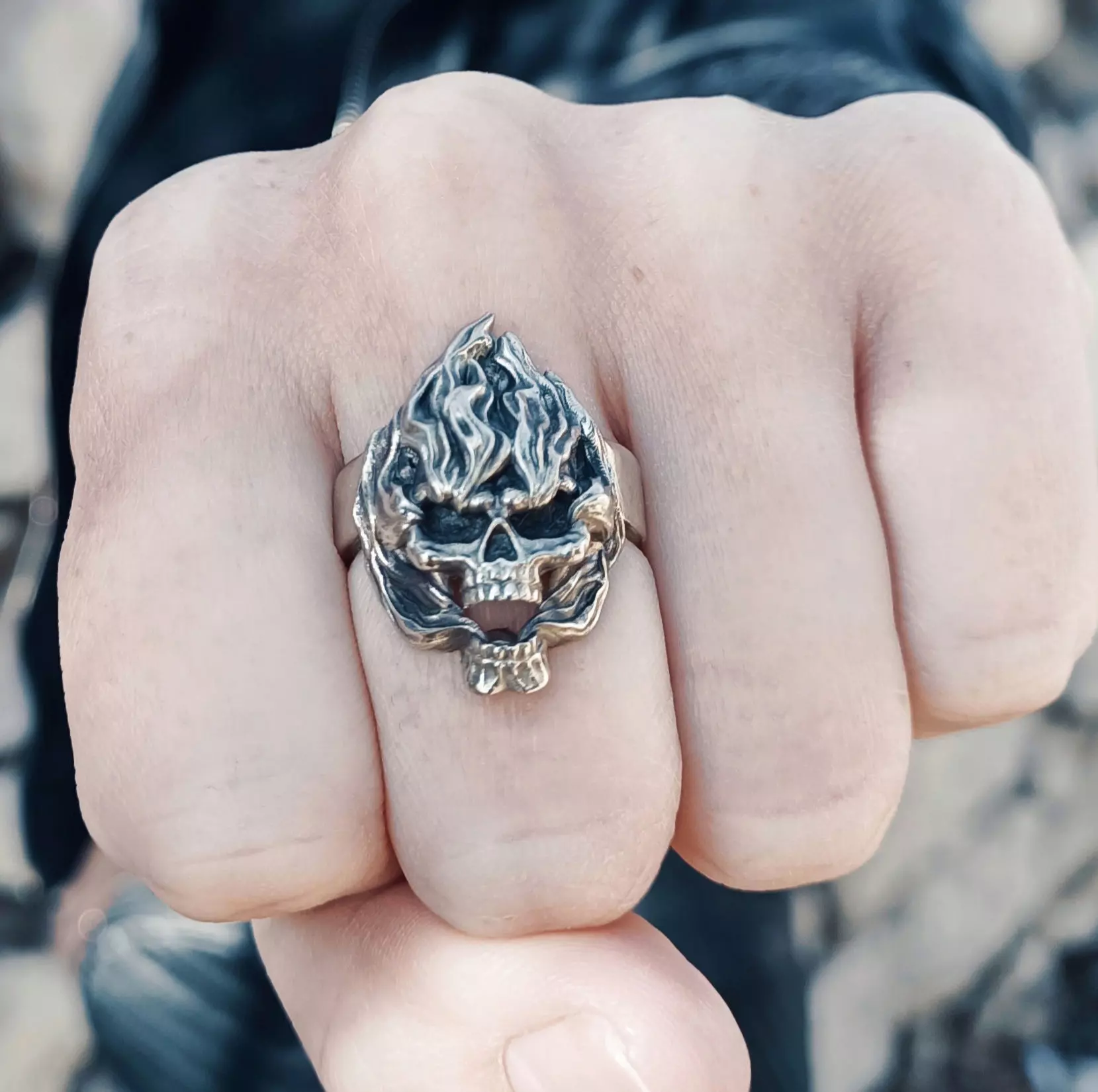Ring Skull on fire 3d model for 3d printing 3D print model 3D print model_0