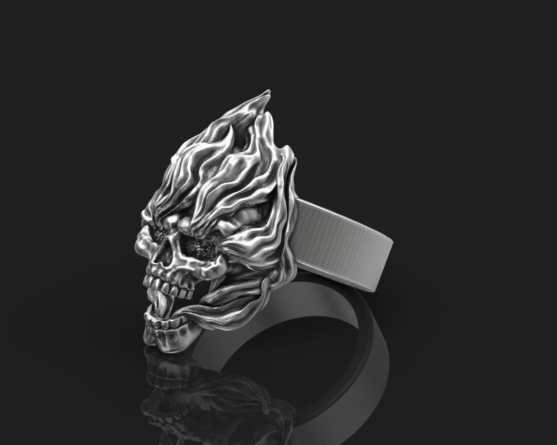 Ring Skull on fire 3d model for 3d printing 3D print model 3D print model_4
