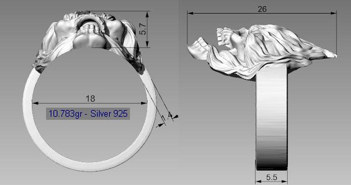 Ring Skull on fire 3d model for 3d printing 3D print model 3D print model_15