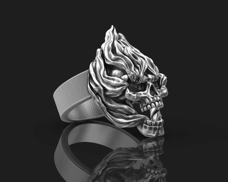 Ring Skull on fire 3d model for 3d printing 3D print model 3D print model_8