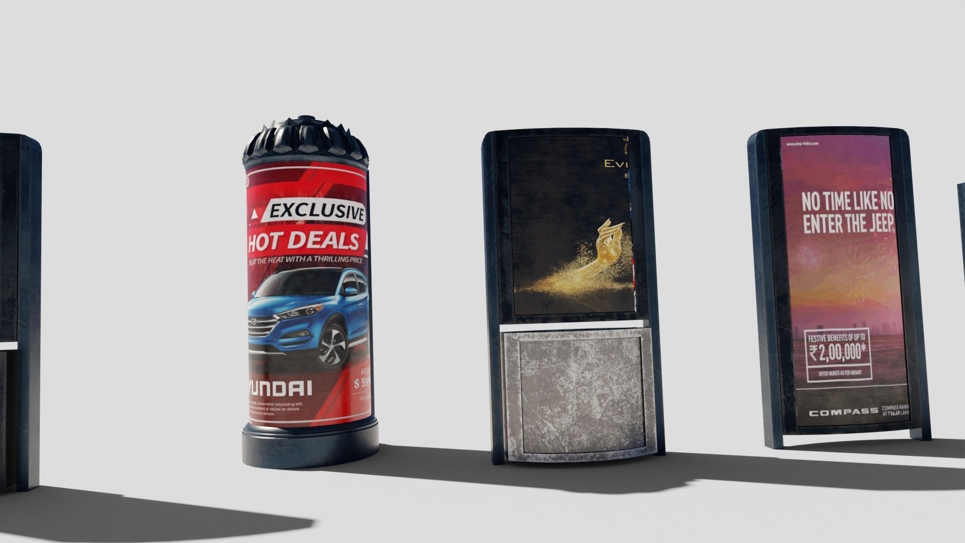road side advertisements with 4k pbr textures Low-poly 3D model_2