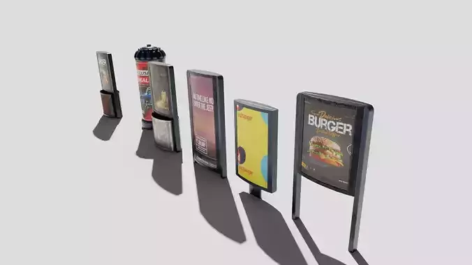 road side advertisements with 4k pbr textures Low-poly 3D model