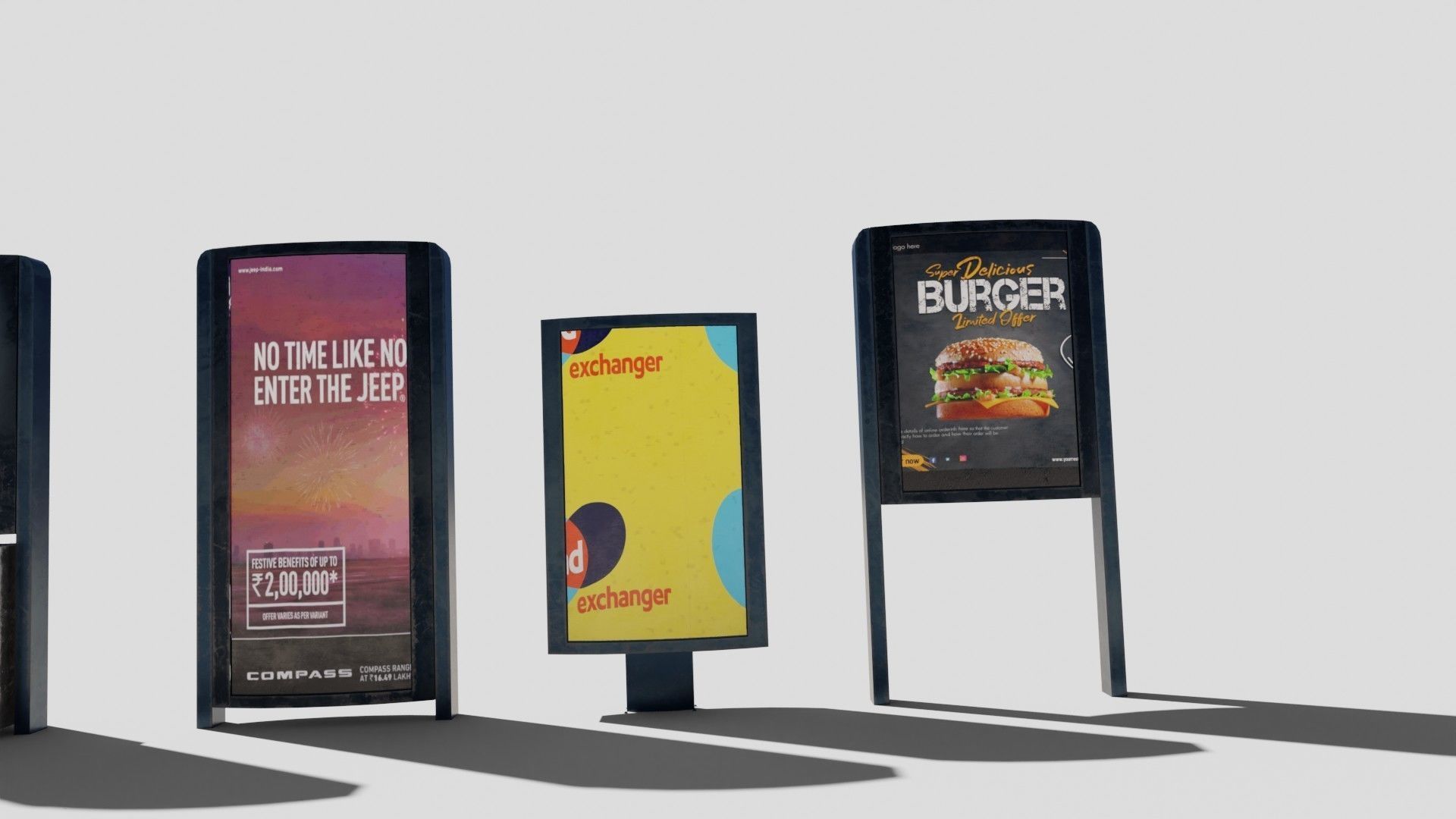 road side advertisements with 4k pbr textures Low-poly 3D model_6