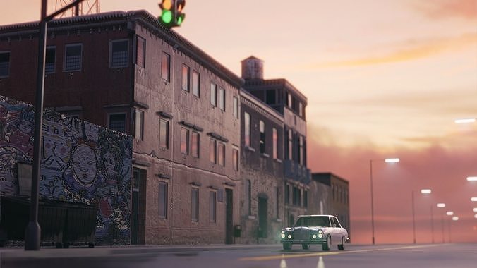 Tekstur 3D Model Lanskap Low-poly 3D model