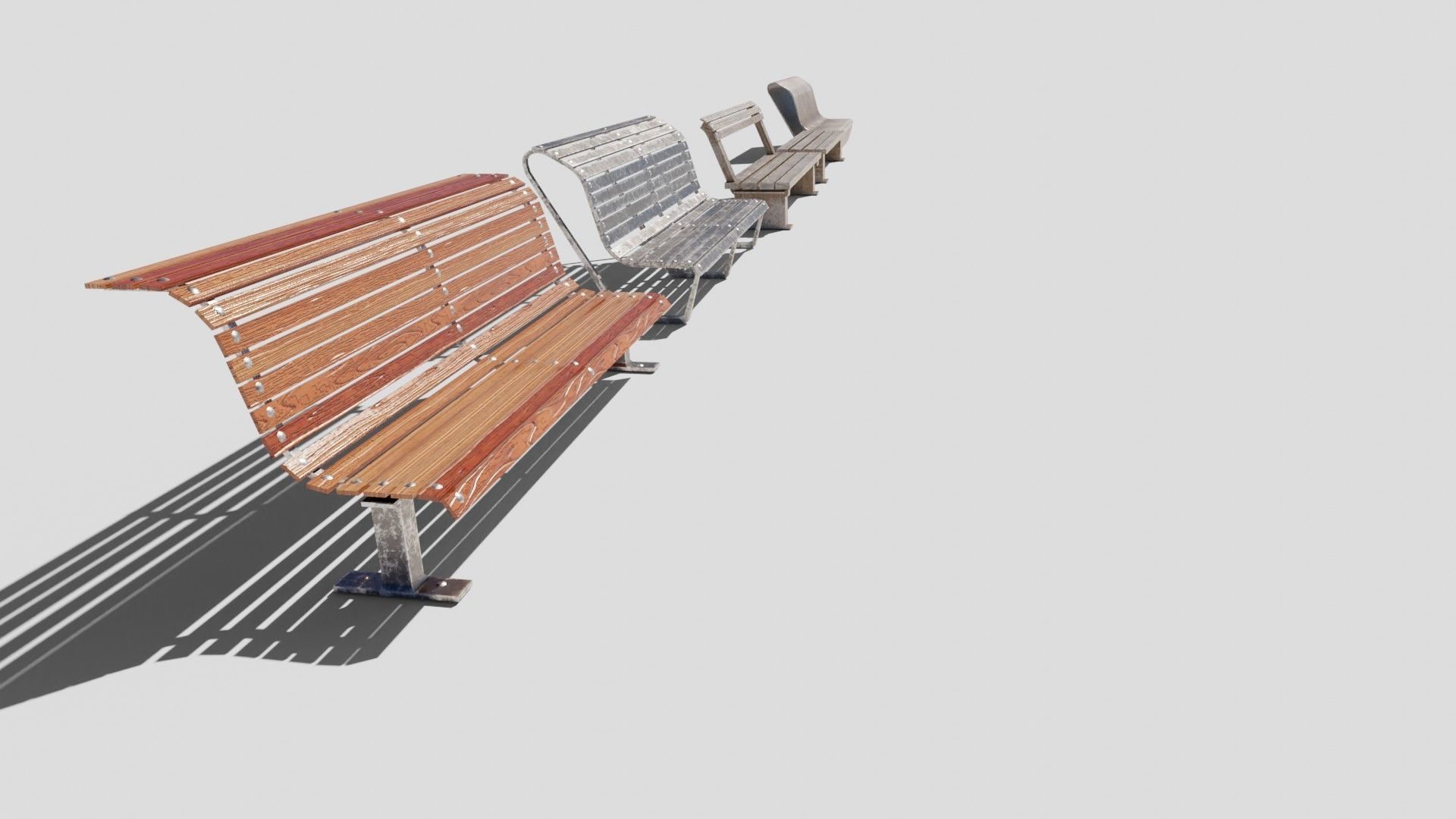 street chairs with 4k pbr textures model Low-poly 3D model_1