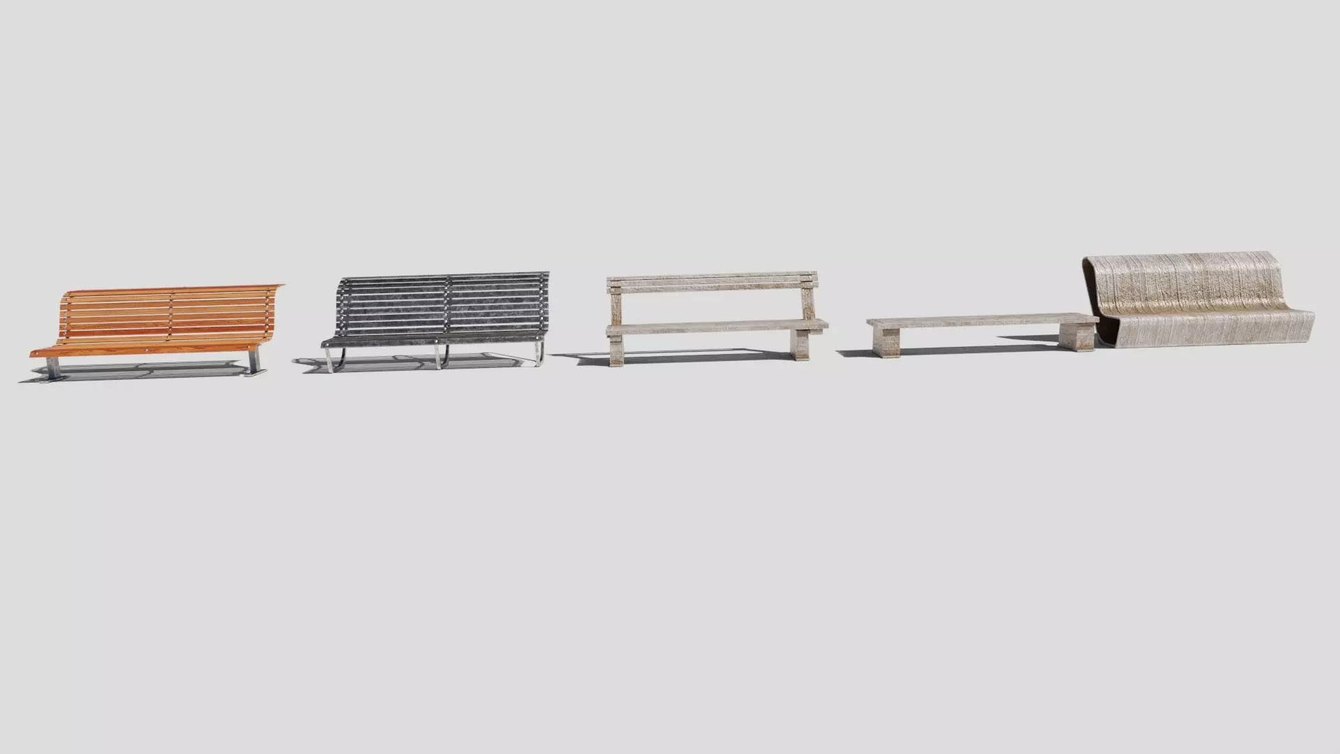 street chairs with 4k pbr textures model Low-poly 3D model_0