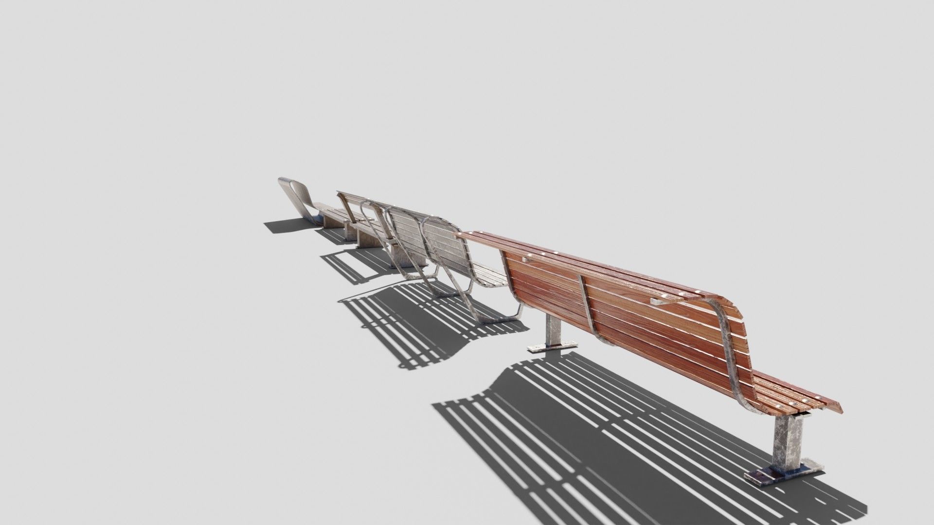 street chairs with 4k pbr textures model Low-poly 3D model_2