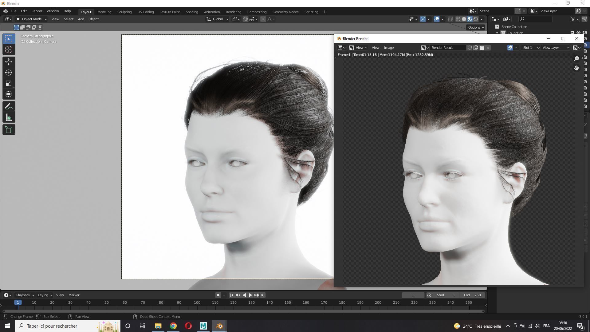 Free Realistic Female hair Free low-poly 3D model_11