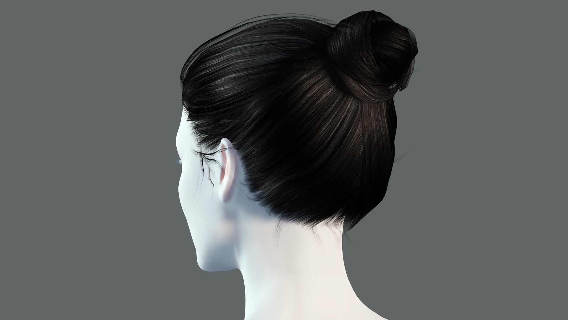 Free Realistic Female hair Free low-poly 3D model_5