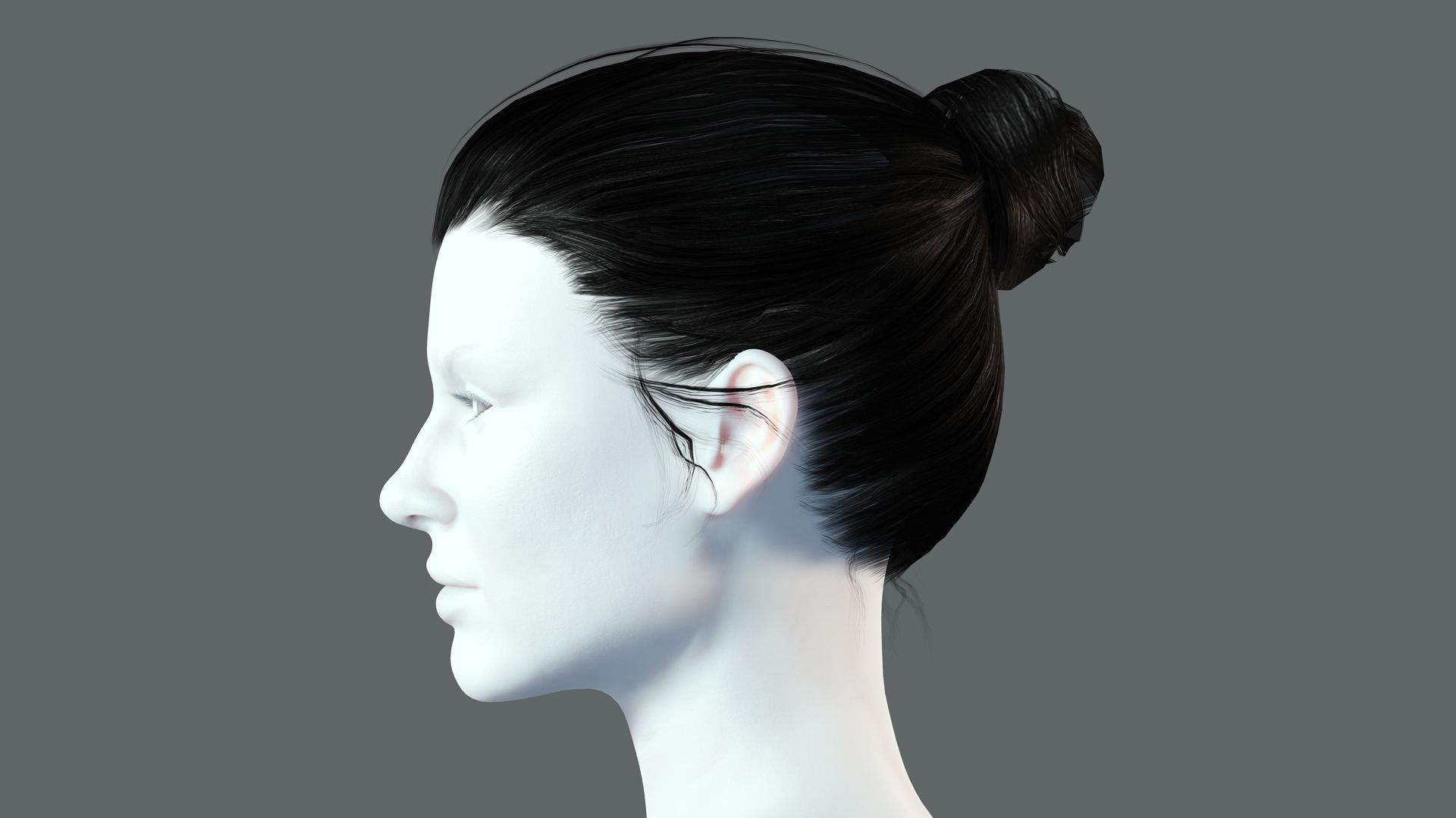 Free Realistic Female hair Free low-poly 3D model_4