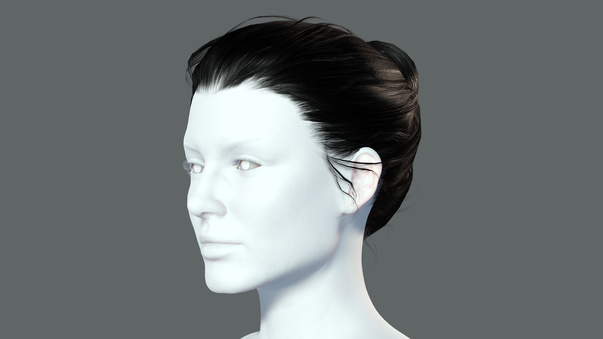 Free Realistic Female hair Free low-poly 3D model_3